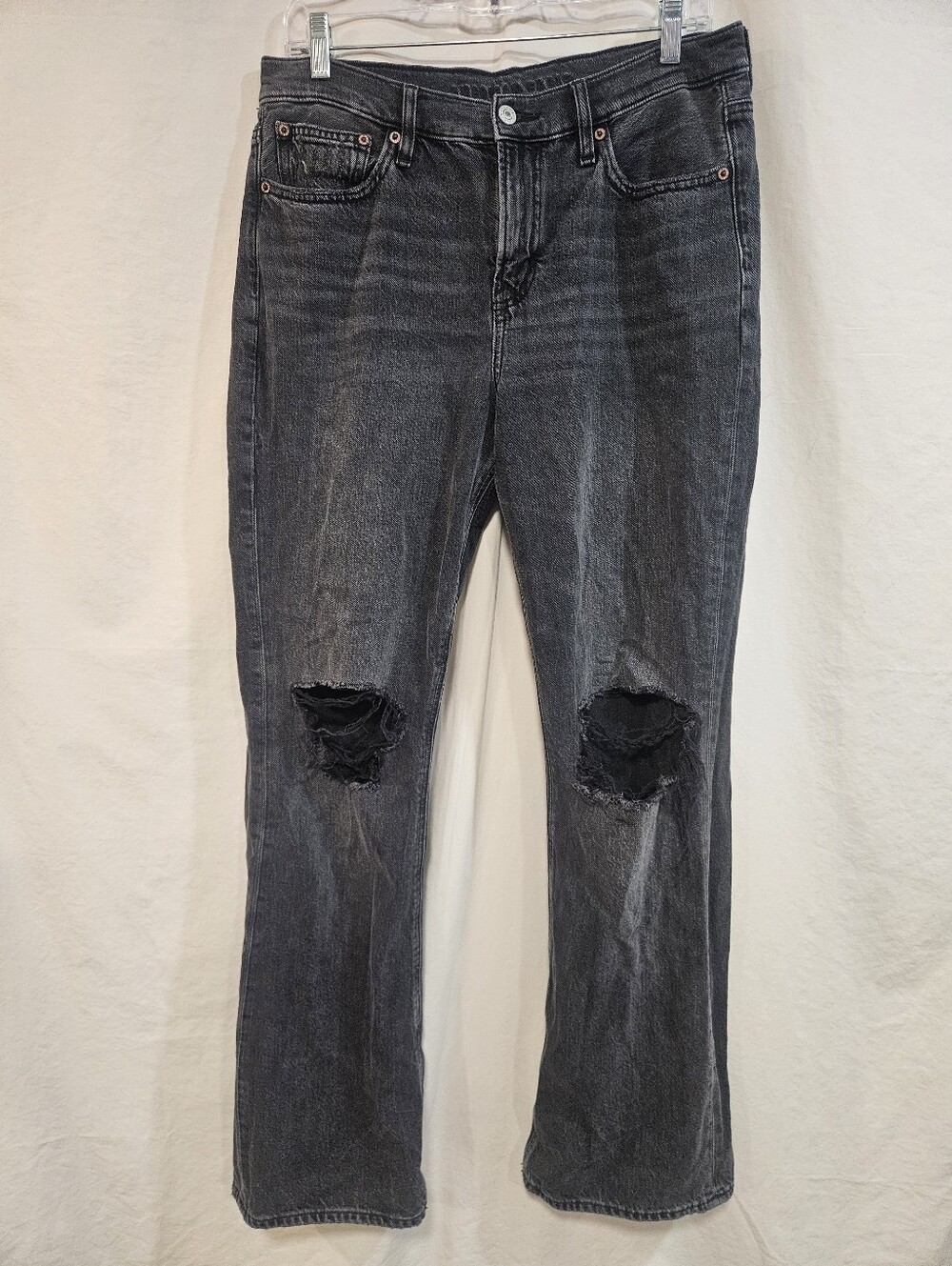 American Eagle Outfitters Straight Leg Distressed Black Jeans